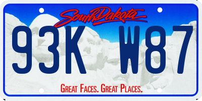 SD license plate 93KW87