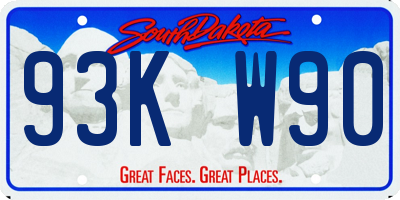 SD license plate 93KW90