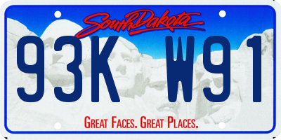SD license plate 93KW91