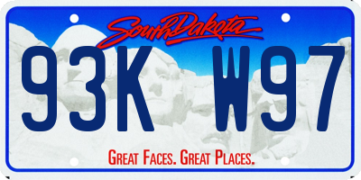 SD license plate 93KW97