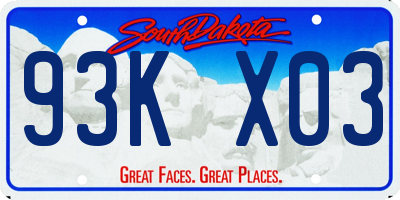 SD license plate 93KX03