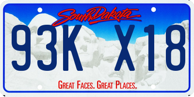 SD license plate 93KX18