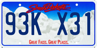 SD license plate 93KX31