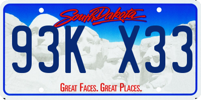 SD license plate 93KX33