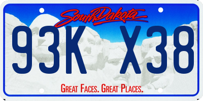SD license plate 93KX38