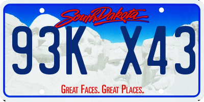 SD license plate 93KX43