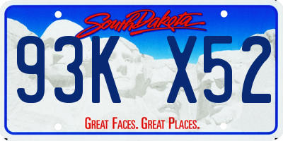 SD license plate 93KX52