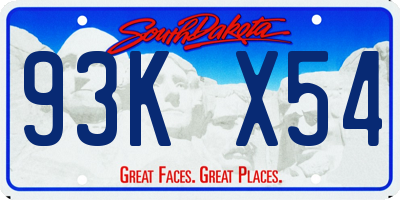 SD license plate 93KX54