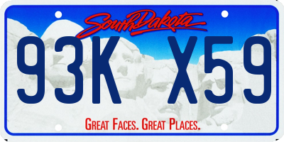 SD license plate 93KX59