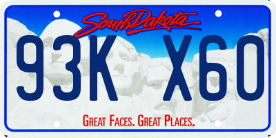 SD license plate 93KX60