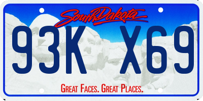 SD license plate 93KX69