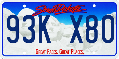 SD license plate 93KX80
