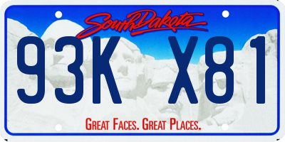 SD license plate 93KX81
