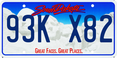 SD license plate 93KX82