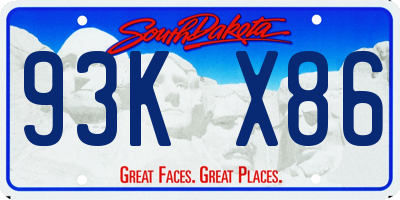 SD license plate 93KX86