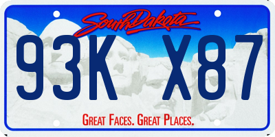 SD license plate 93KX87