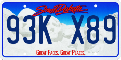 SD license plate 93KX89