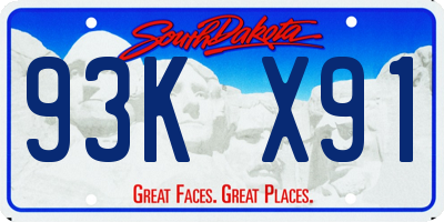 SD license plate 93KX91