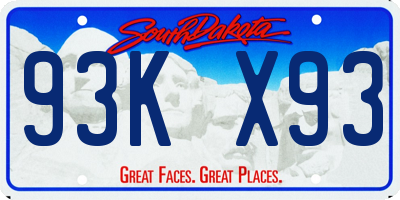 SD license plate 93KX93