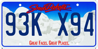 SD license plate 93KX94