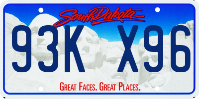 SD license plate 93KX96