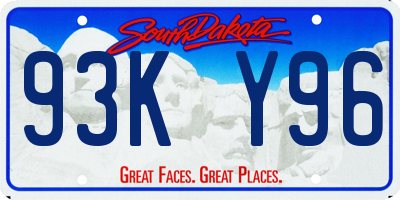 SD license plate 93KY96