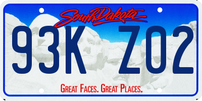 SD license plate 93KZ02
