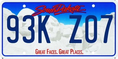 SD license plate 93KZ07
