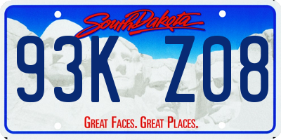 SD license plate 93KZ08