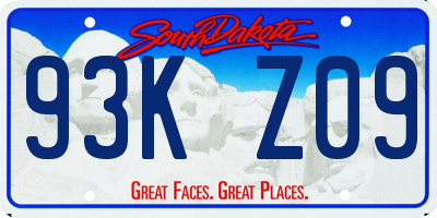 SD license plate 93KZ09