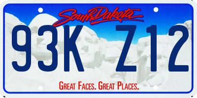 SD license plate 93KZ12
