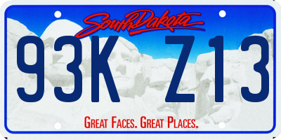 SD license plate 93KZ13