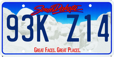 SD license plate 93KZ14