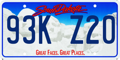 SD license plate 93KZ20