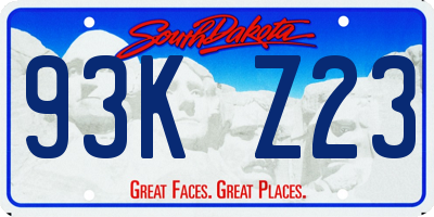 SD license plate 93KZ23