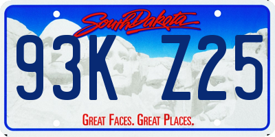 SD license plate 93KZ25