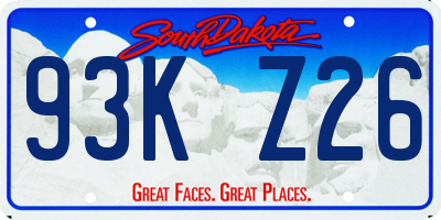 SD license plate 93KZ26