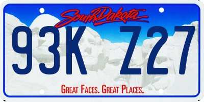 SD license plate 93KZ27