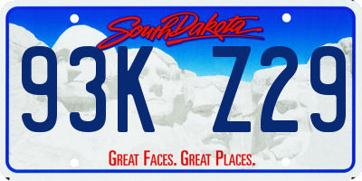 SD license plate 93KZ29