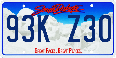 SD license plate 93KZ30