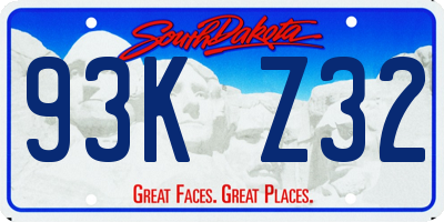 SD license plate 93KZ32