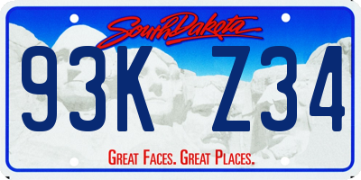 SD license plate 93KZ34