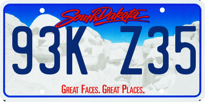 SD license plate 93KZ35
