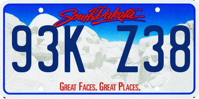 SD license plate 93KZ38