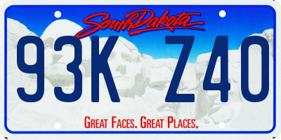 SD license plate 93KZ40