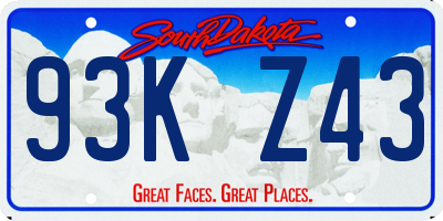 SD license plate 93KZ43