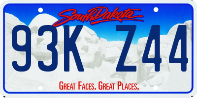 SD license plate 93KZ44