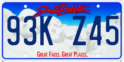 SD license plate 93KZ45