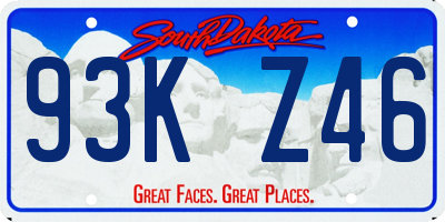 SD license plate 93KZ46