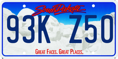 SD license plate 93KZ50